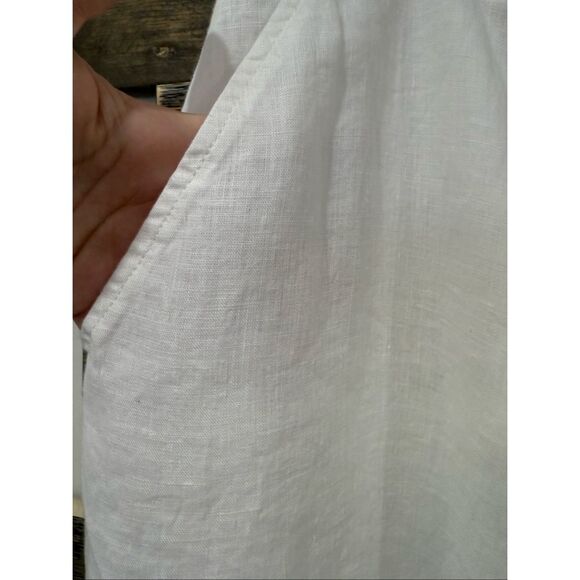 Flax linen white relax fit wide leg pants size M - Picture 5 of 9